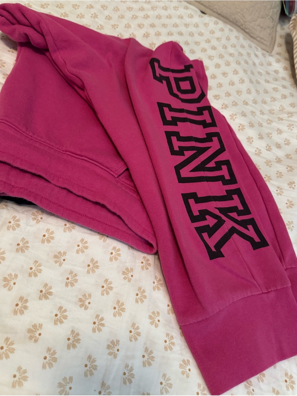 PINK Victoria's Secret Women’s Fleece Joggers in Bright Pink with Black Logo Xl